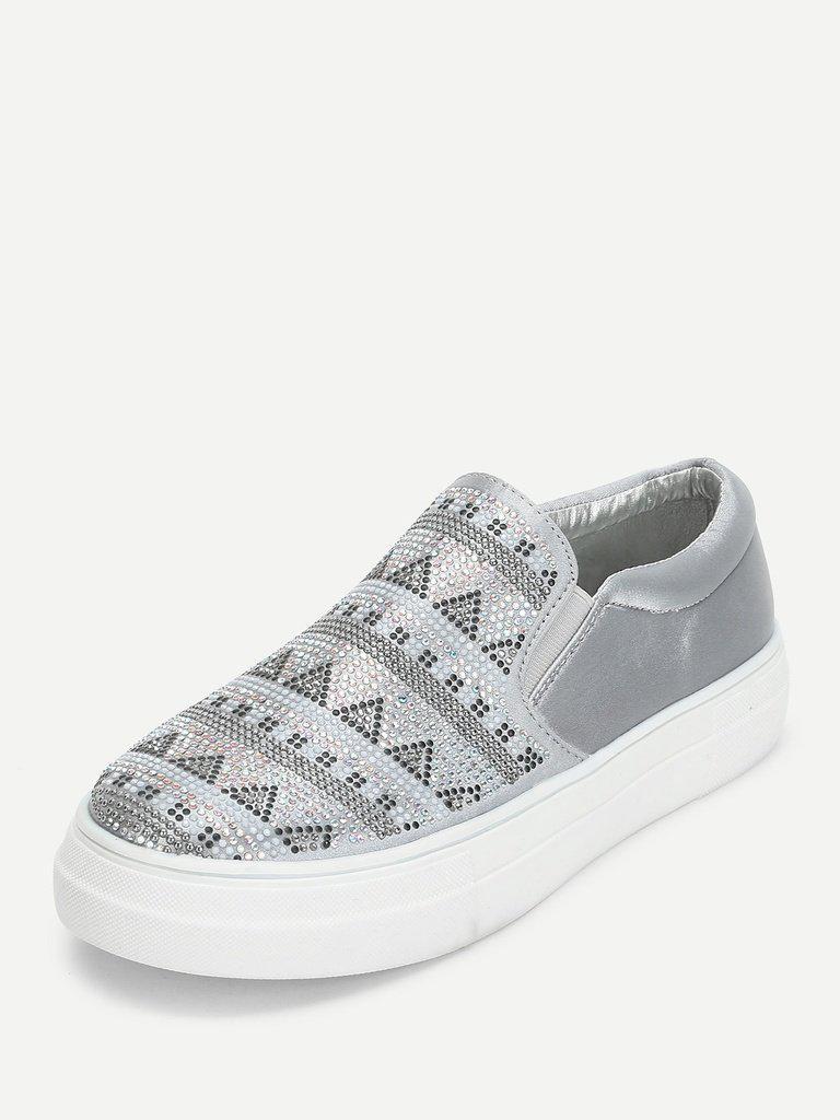 Geometric Pattern Slip On Sneakers-shoes-Des Mess