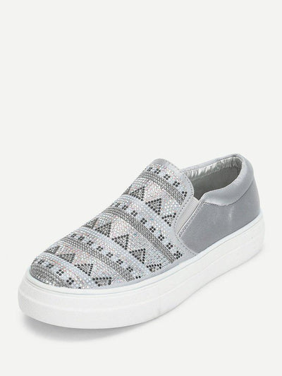Geometric Pattern Slip On Sneakers-shoes-Des Mess