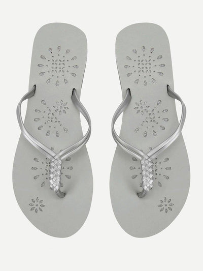 Woven Detail PVC Flip Flops-shoes-Des Mess