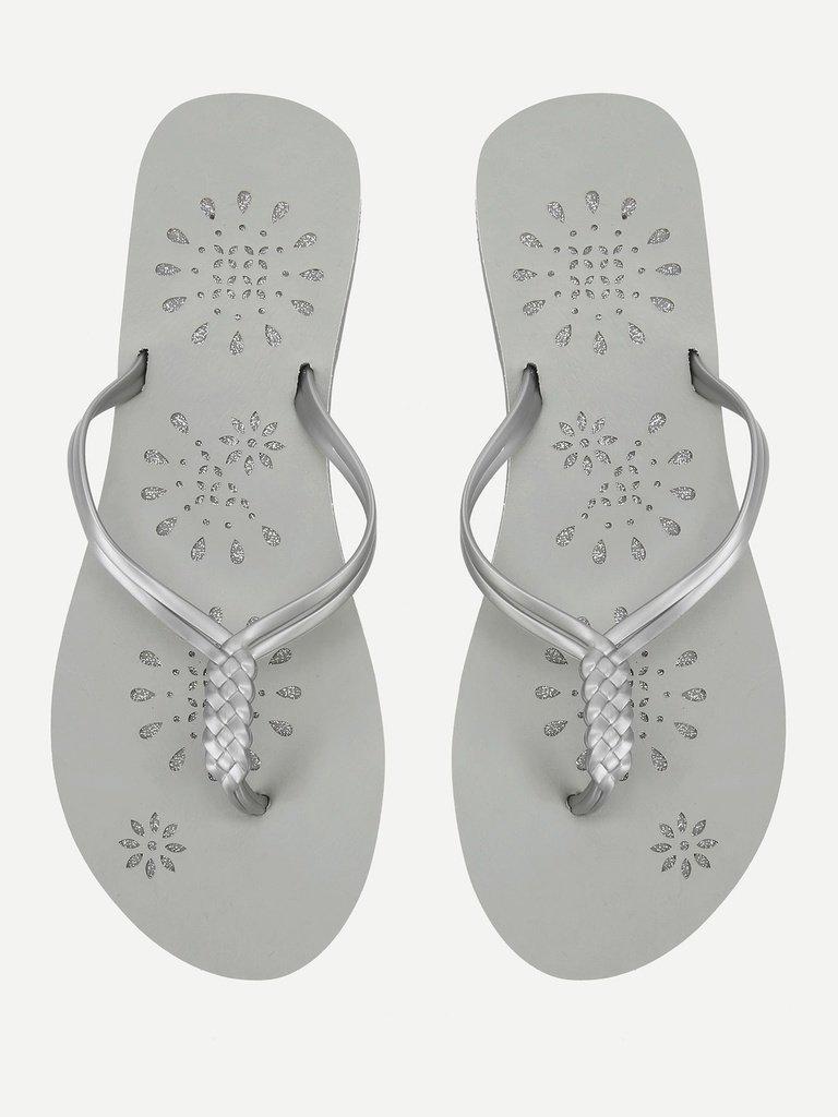 Woven Detail PVC Flip Flops-shoes-Des Mess