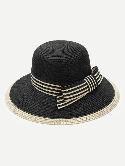 Striped Band Straw Hat--Des Mess