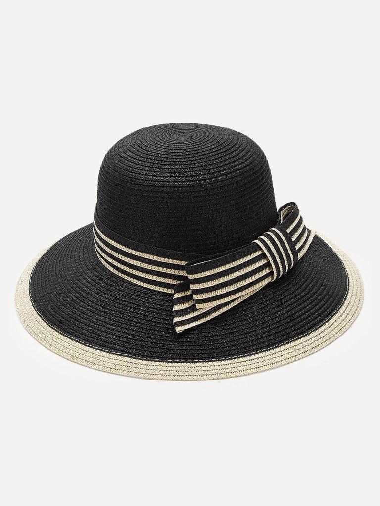 Striped Band Straw Hat--Des Mess