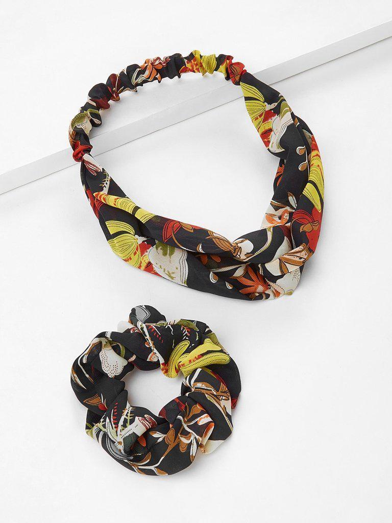 Flower Print Headband & Hair Tie-hair-Des Mess