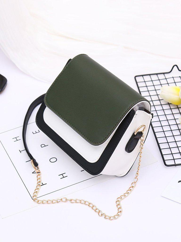 Color Block Flap Chain Bag-accessories-Des Mess