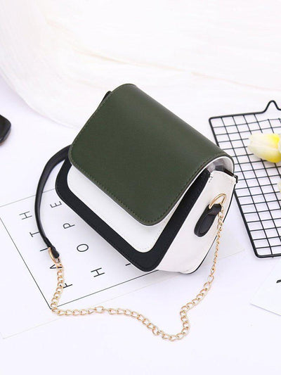 Color Block Flap Chain Bag-accessories-Des Mess