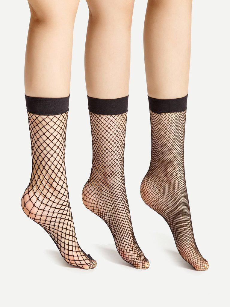Fishnet Ankle Socks 3 Pairs-accessories-Des Mess