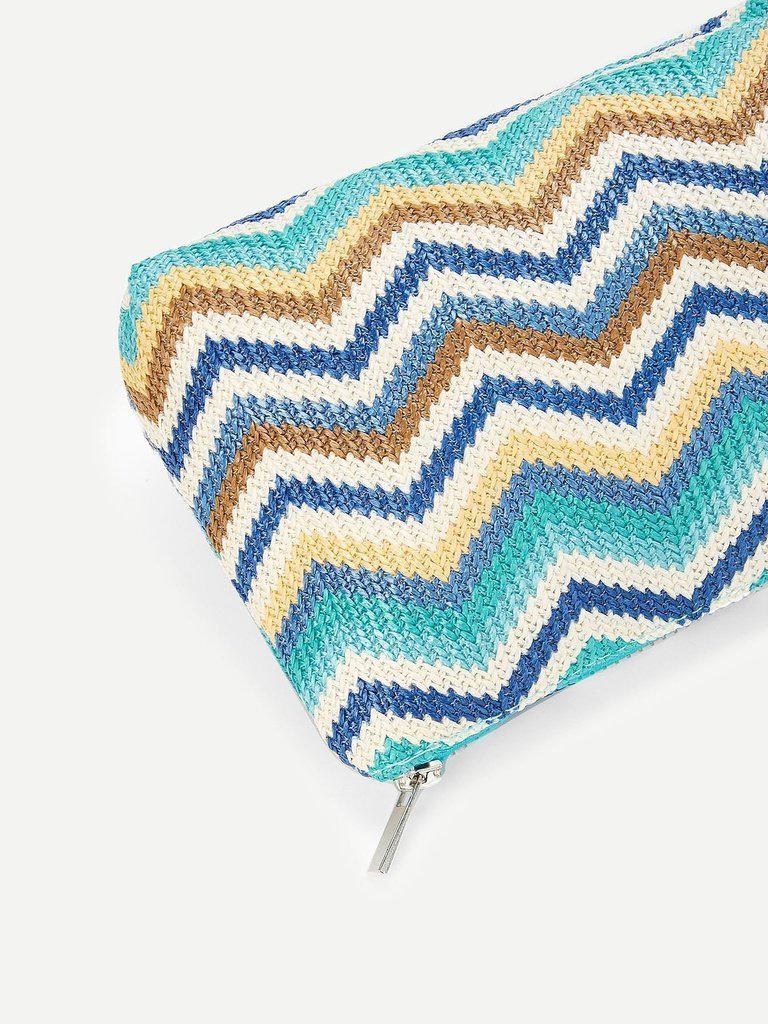 Zig Zag Woven Makeup Bag-makeup-Des Mess