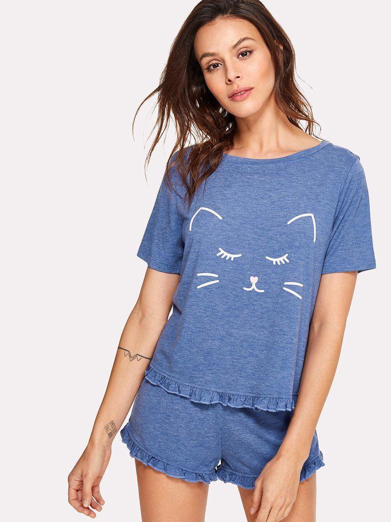 Ruffle Hem Pajama Shorts-loungewear-Des Mess