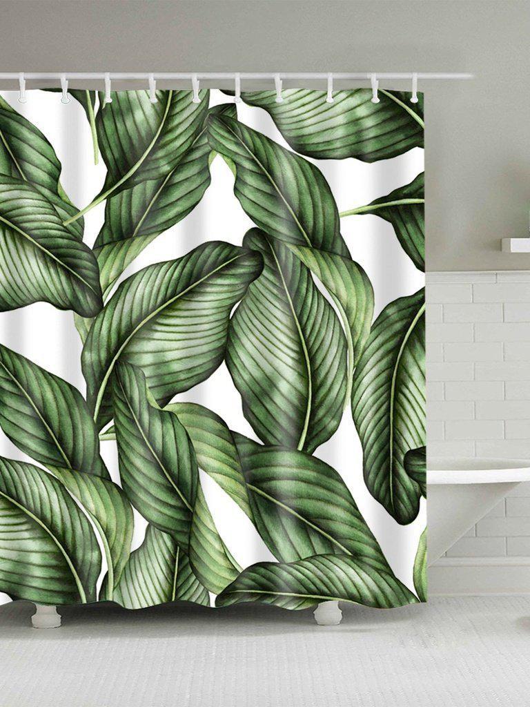 Tropical Print Shower Curtain With Hook 12pcs-others-Des Mess
