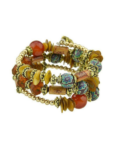 Red Handmade Beaded Winding Bracelet--Des Mess