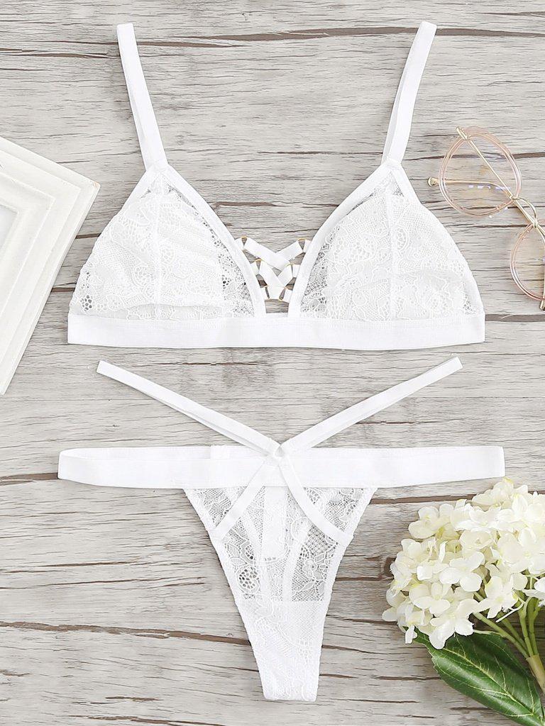 Criss Cross Lace Lingerie Set-lingerie-Des Mess