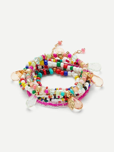 Color Block Layered Beaded Bracelet-jewelry-Des Mess
