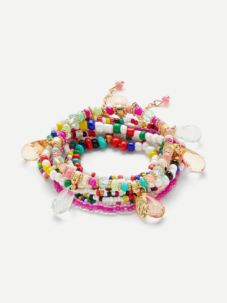 Color Block Layered Beaded Bracelet-jewelry-Des Mess