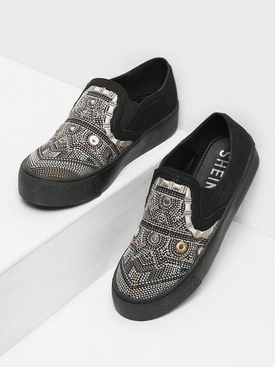 Geometric Pattern Low Top Sneakers-shoes-Des Mess