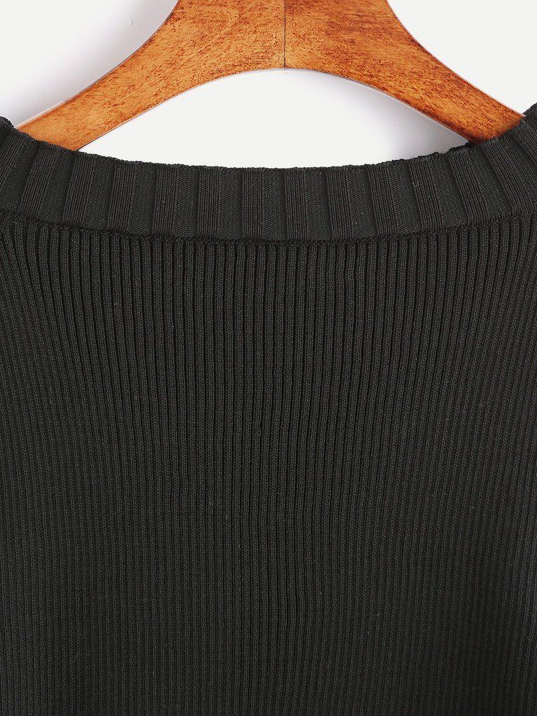 Open Shoulder Rib Knit Sweater-outerwear-Des Mess