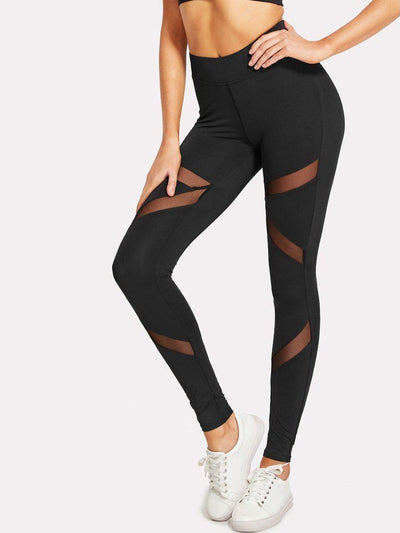 Mesh Insert Skinny Leggings-bottom-Des Mess