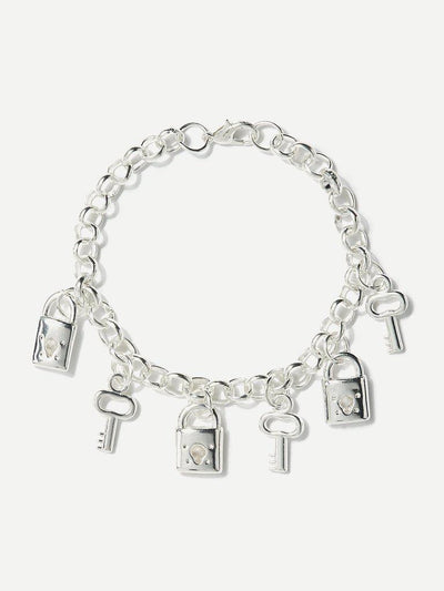 Key And Lock Charm Chain Bracelet--Des Mess