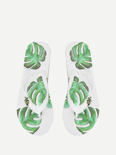 Leaf Decorated Flip Flops-shoes-Des Mess