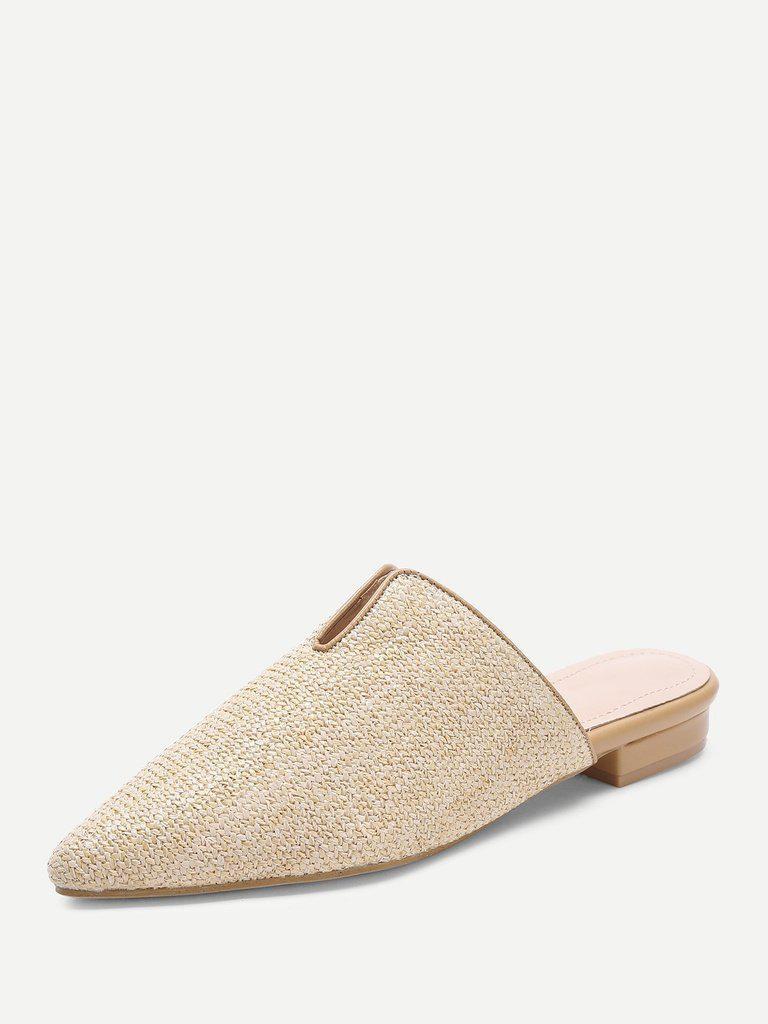 Pointed Toe Woven Mule Flats-shoes-Des Mess