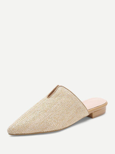 Pointed Toe Woven Mule Flats-shoes-Des Mess