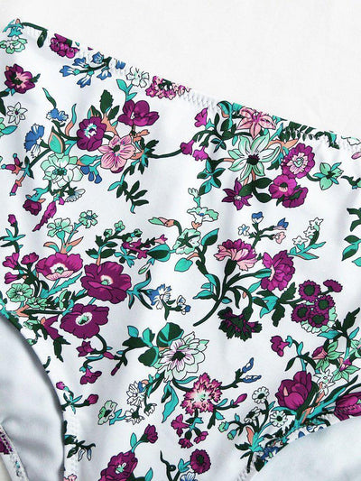 Calico Print High Waist Wrap Bikini Set--Des Mess