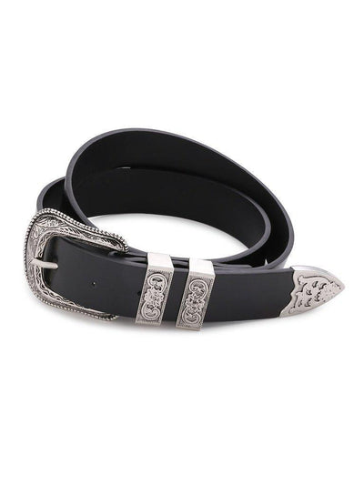 Contrast Buckle Faux Leather Western Belt-accessories-Des Mess