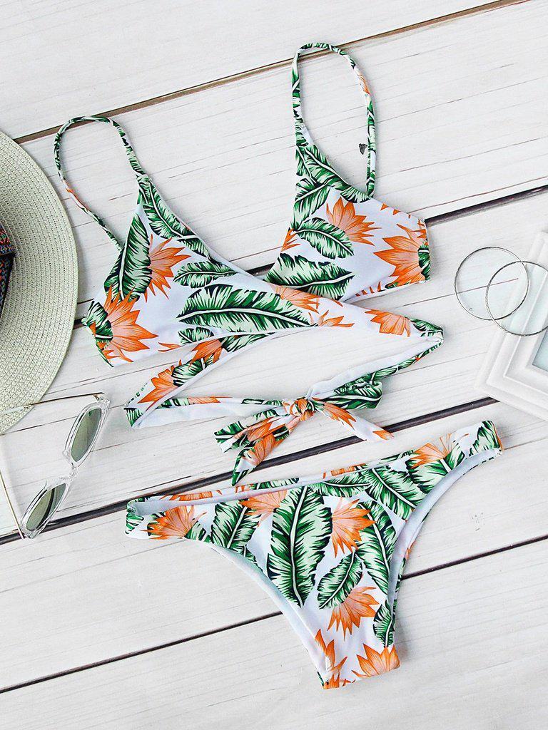 Jungle Print Wrap Bikini Set-swimwear-Des Mess