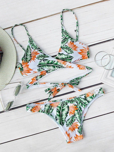 Jungle Print Wrap Bikini Set-swimwear-Des Mess