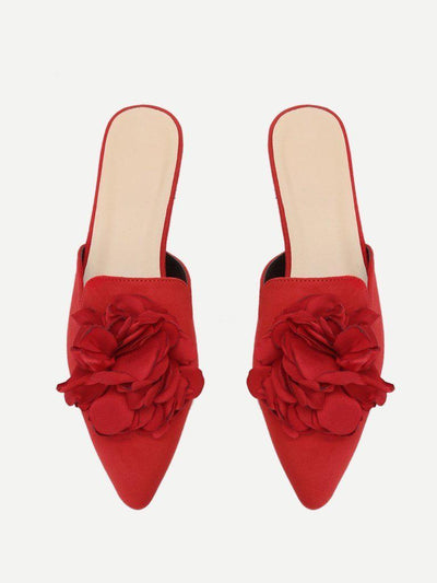 Flower Applique Flat Mules-shoes-Des Mess