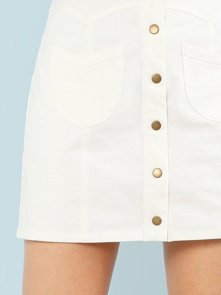 Button Up Solid Skirt-bottom-Des Mess