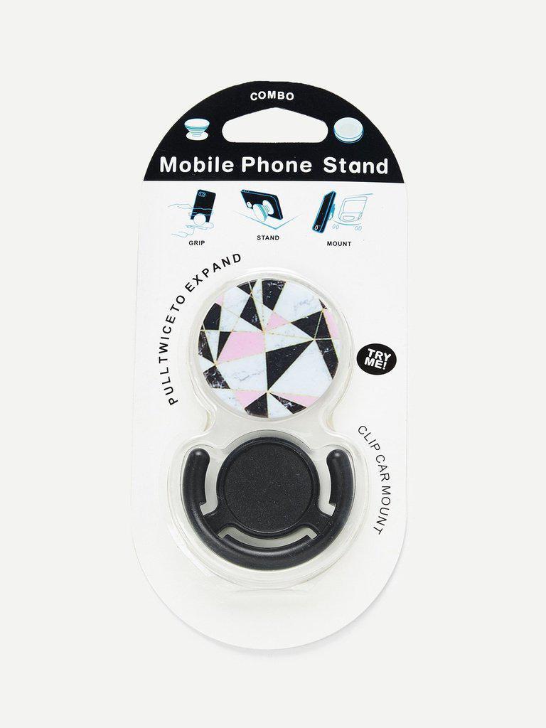 Color Block Round Portable Phone Holder-others-Des Mess