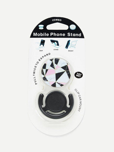Color Block Round Portable Phone Holder-others-Des Mess