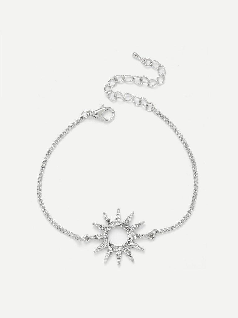 Rhinestone Detail Sun God Charm Chain Bracelet--Des Mess