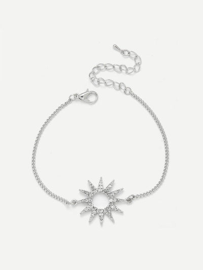 Rhinestone Detail Sun God Charm Chain Bracelet--Des Mess