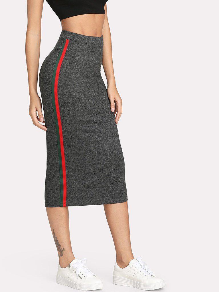 Striped Tape Side Skirt-bottom-Des Mess