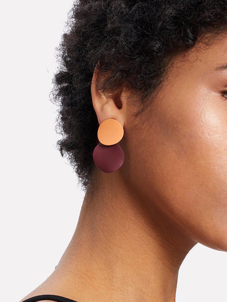 Two Tone Round Flake Drop Earrings-jewelry-Des Mess