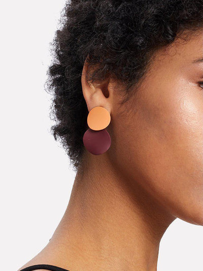Two Tone Round Flake Drop Earrings-jewelry-Des Mess