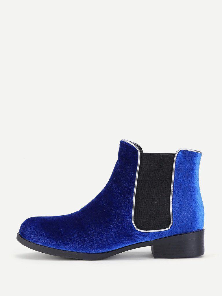 Round Toe Velvet Chelsea Boots-shoes-Des Mess