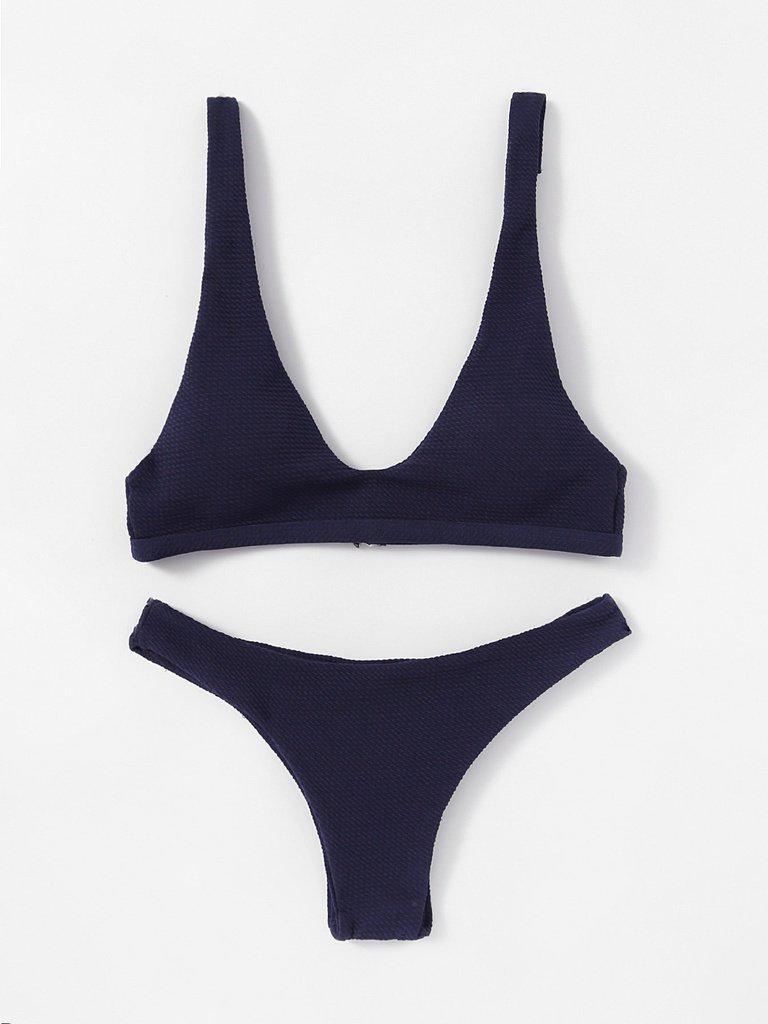 Plunge High Leg Bikini Set-swimwear-Des Mess