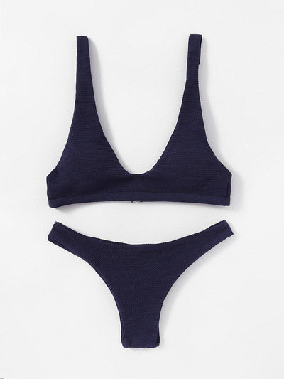 Plunge High Leg Bikini Set-swimwear-Des Mess