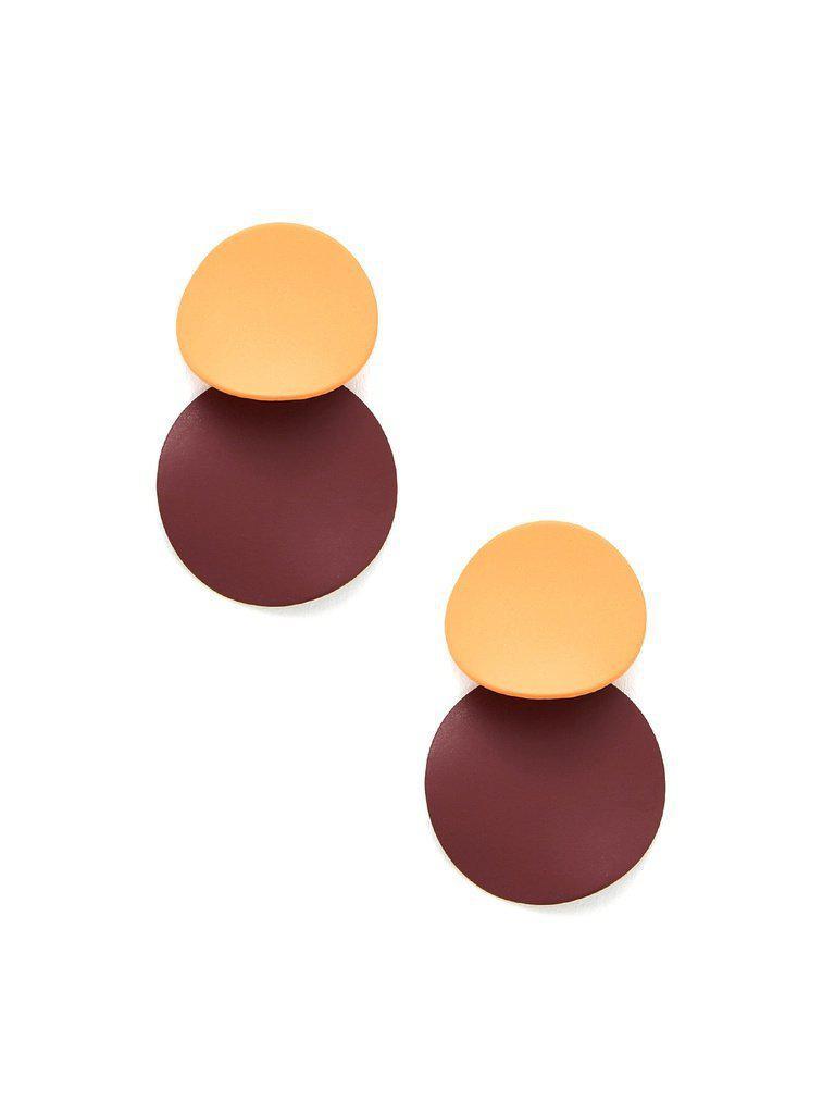 Two Tone Round Flake Drop Earrings-jewelry-Des Mess