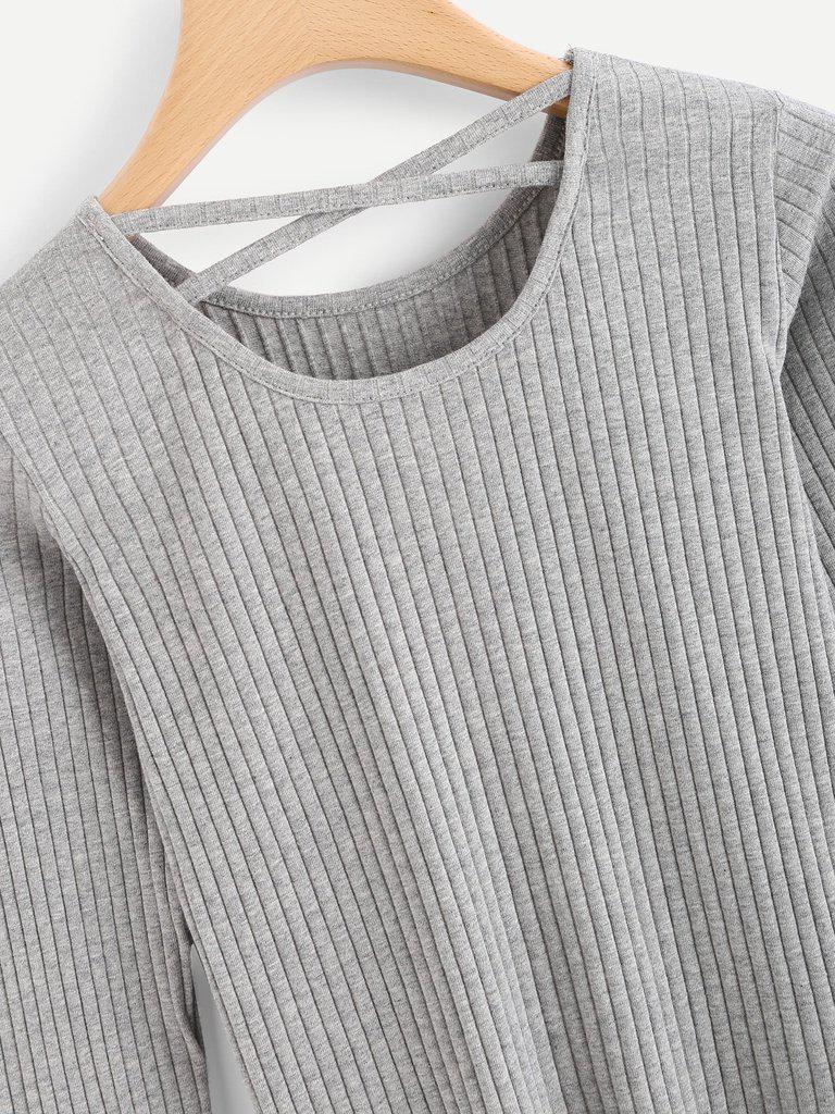 Criss Cross Back Ribbed Tshirt-outerwear-Des Mess
