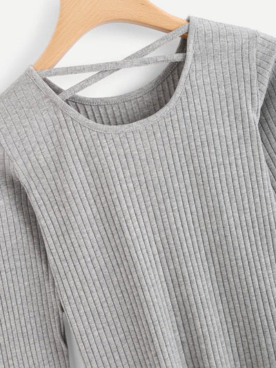 Criss Cross Back Ribbed Tshirt-outerwear-Des Mess