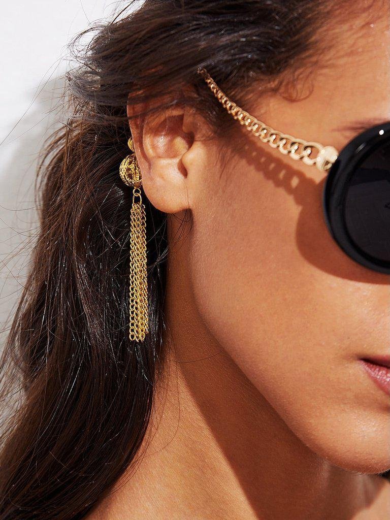 Round Lens Chain Temple Sunglasses-accessories-Des Mess