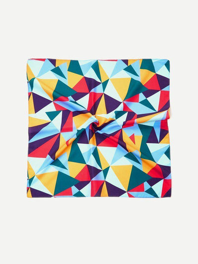 Color Block Geometric Bandana Scarf-accessories-Des Mess