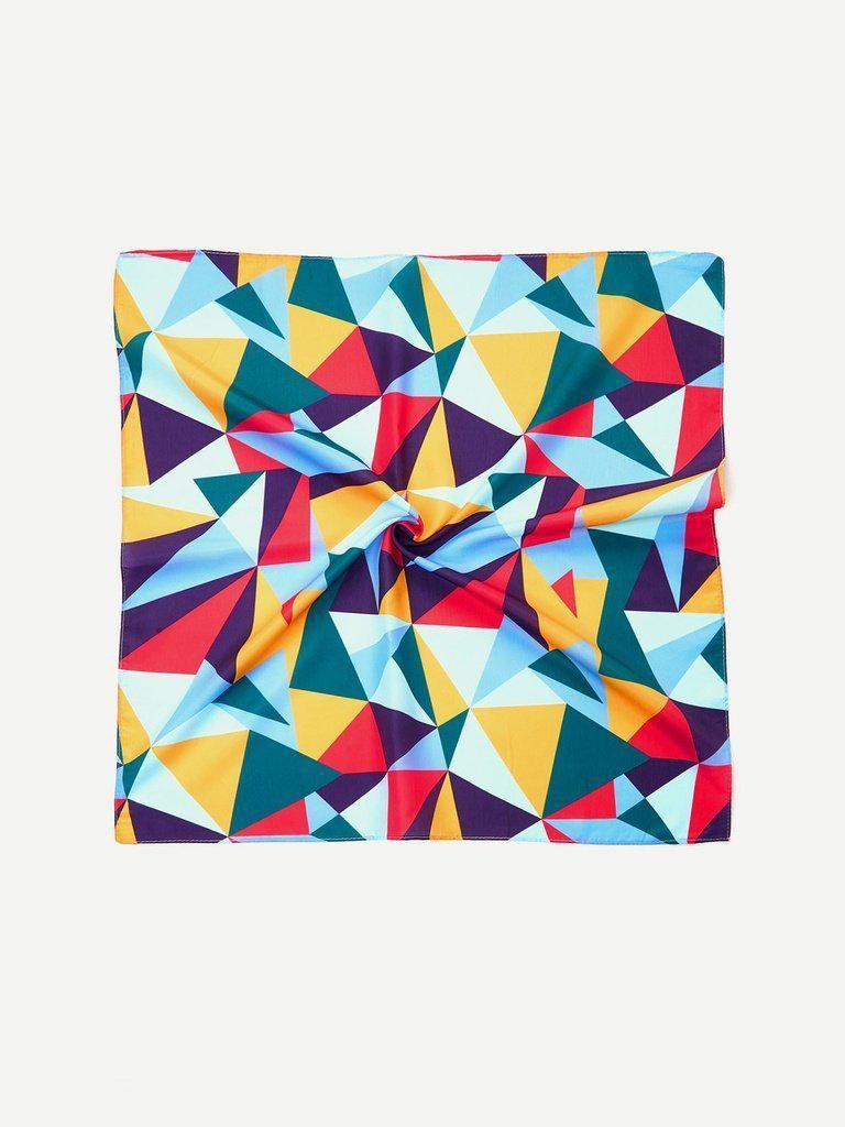 Color Block Geometric Bandana Scarf-accessories-Des Mess