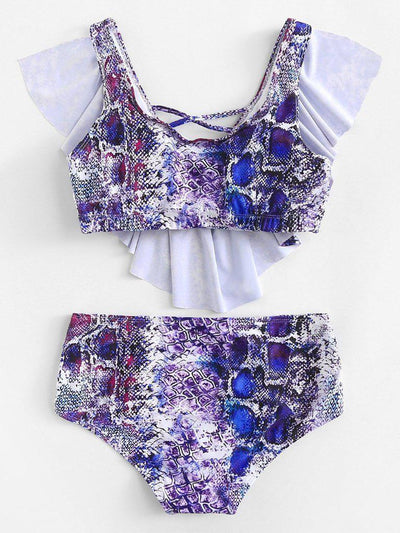 Criss Cross Flounce Bikini Set-swimwear-Des Mess