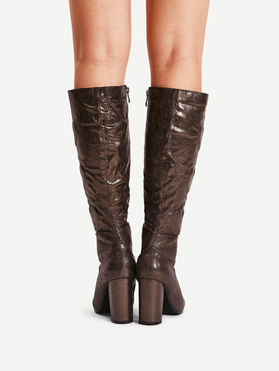Heart Pattern Side Zipper Knee High Boots-shoes-Des Mess