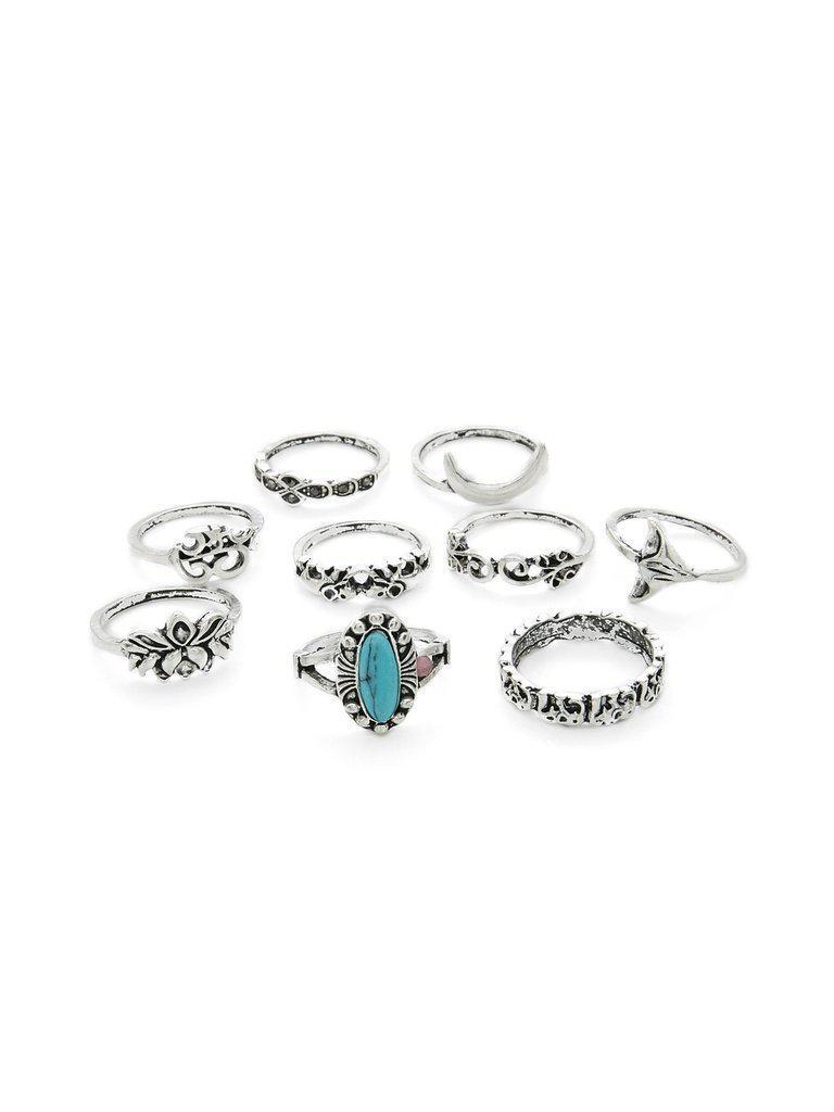 Elephant & Moon Design Ring Set-jewelry-Des Mess