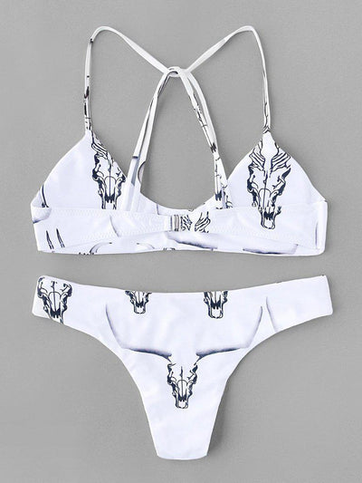 Animal Print Strappy Back Bikini Set-swimwear-Des Mess
